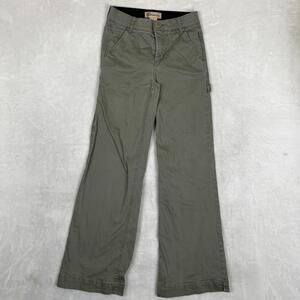 Democracy Carpenter Pants Womens 2 Green Twill Straight Leg Utility Workwear